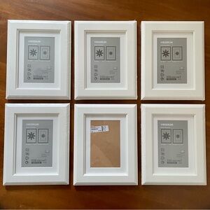 Lot of 6 White IKEA Virserum Picture Frames 5x7 or 4x6 Matted, Support Stand